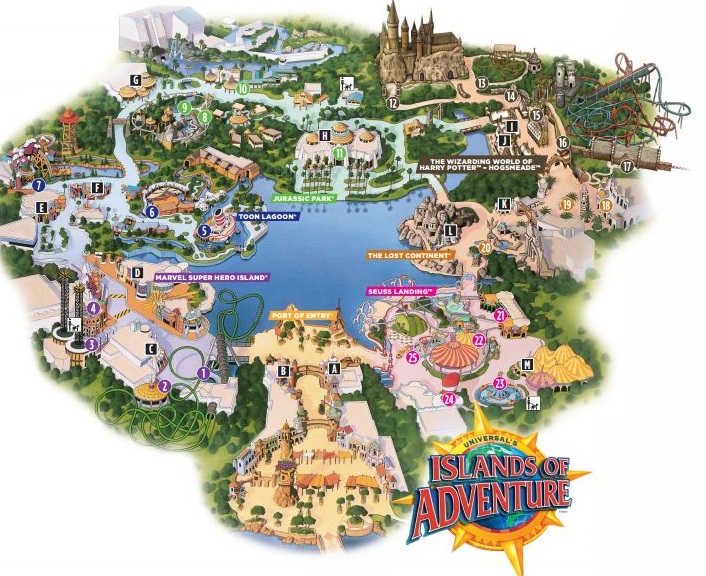 Islands of Adventure Rides, Shows, Dining, Shops, and Play Areas — UO