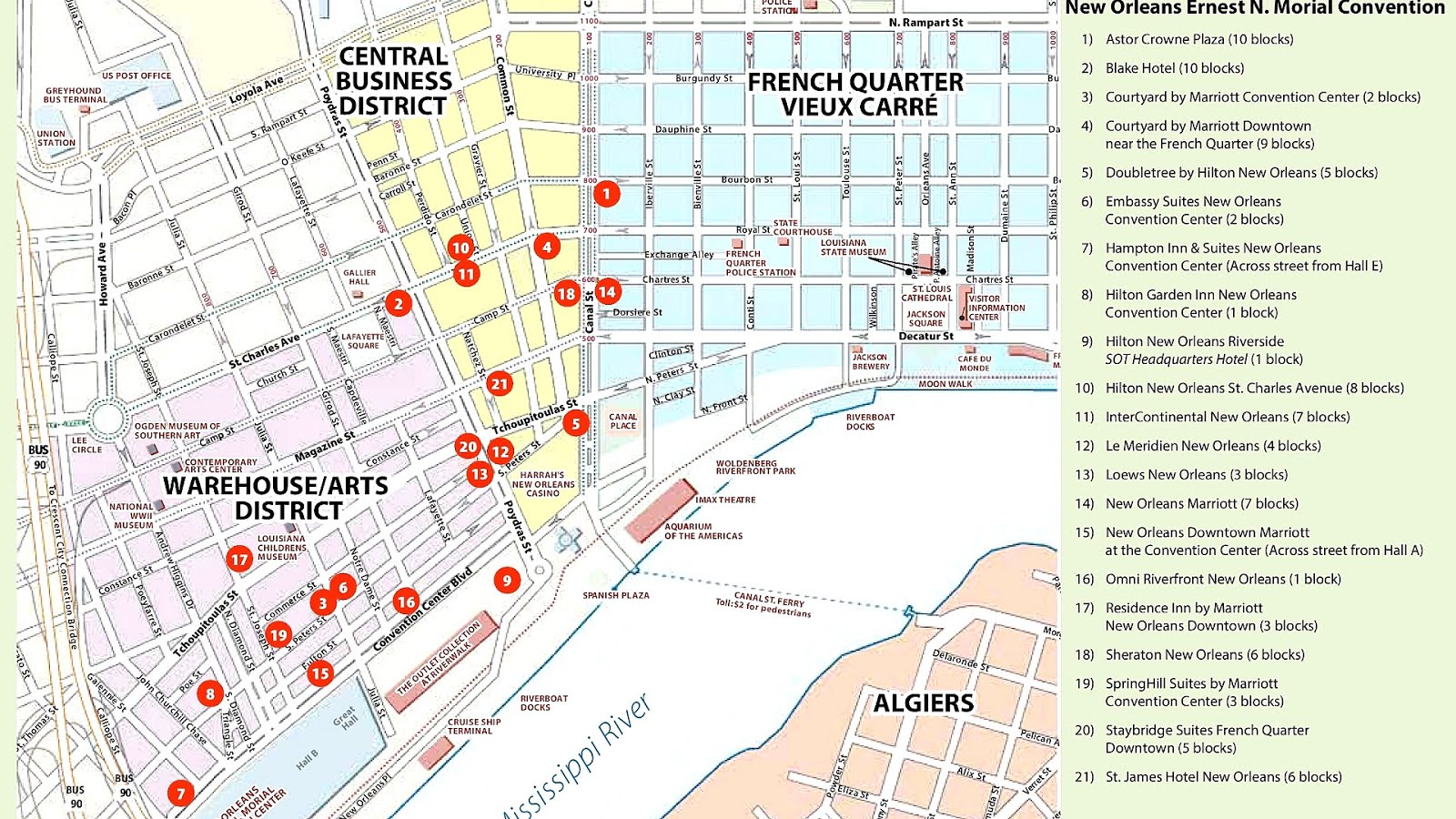 Map Of New Orleans Hotels French Quarter French Choices